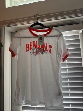Nike White and Orange Cincinnati Bengals Ringer Tee
